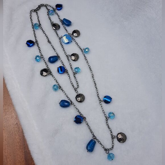 Blue Natural Stone Layer Necklace - Picture 1 of 6